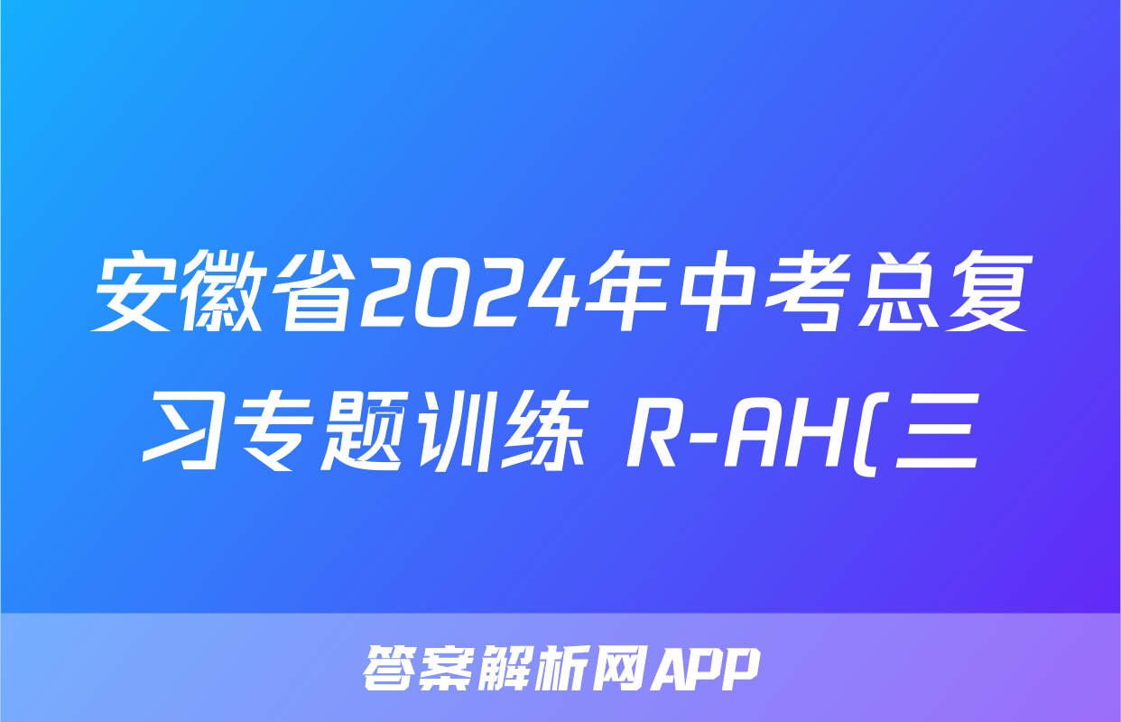 安徽省2024年中考总复习专题训练 R-AH(三)3化学答案